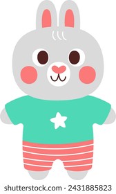 Rabbit Character In Costume Vector Illustration