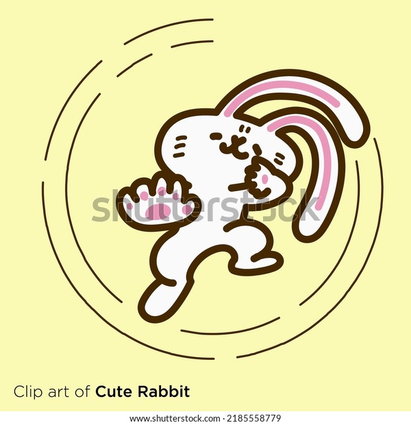 Rabbit Character Illustration Series Rabbit Dancing Stock Vector