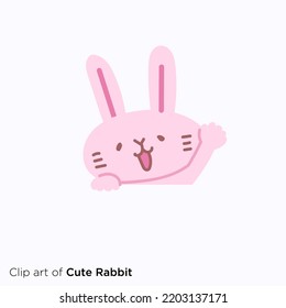 Rabbit character illustration series "Rabbit greeting through walls"