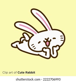 Rabbit character illustration series "Rabbit looking happily"