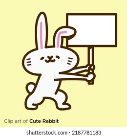 Rabbit character illustration series "Rabbit with placard"