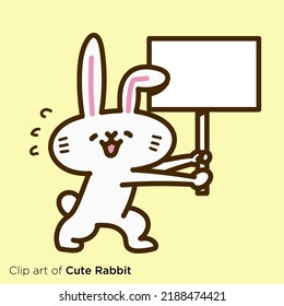 Rabbit character illustration series "Rabbit with placard"