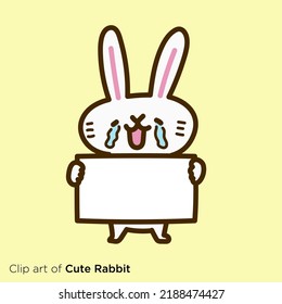 Rabbit character illustration series "Rabbit with placard"