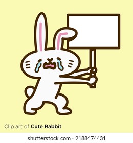 Rabbit character illustration series "Rabbit with placard"