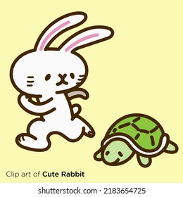 Rabbit character illustration series "Rabbit and turtle competition"