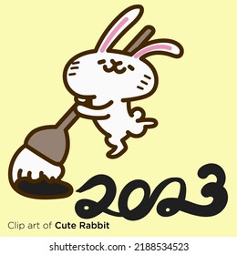 Rabbit character illustration series "Rabbit written as 2023 with brush"