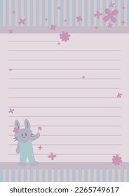 rabbit character letter paper, notepad, note paper vector