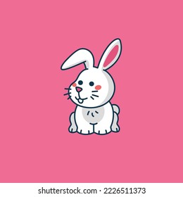 a rabbit character with a simple form that is friendly for small children to learn how to make a simple form of a rabbit