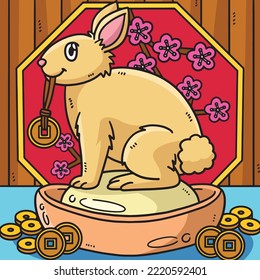 Rabbit Charm Display Colored Cartoon Illustration