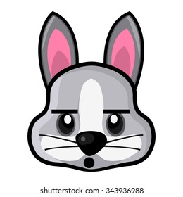 Rabbit Chat Emotion Sticker Isolated on White