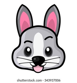 Rabbit Chat Emotion Sticker Isolated on White