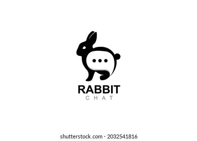 Rabbit chat logo design template. rabbit and conversation icon,
rabbit talk logo creative concept for app and web