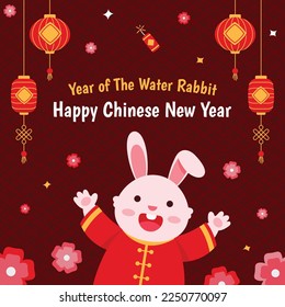 Rabbit cheering celebrating chinese new year event.