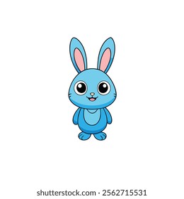 Rabbit from children bright plasticine illustration white background