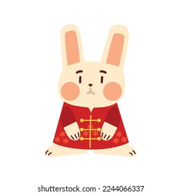 rabbit in chinese clothes icon isolated