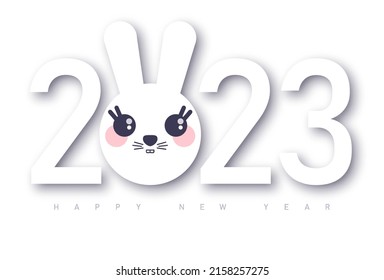 Rabbit. Chinese year symbol 2023. White Rabbit Chinese new year symbol vector illustration. Happy new year. 2023 calendar	
