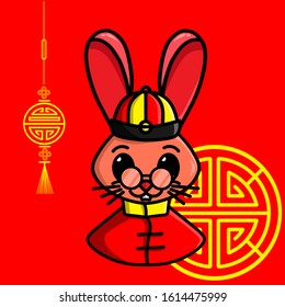 the rabbit chinese zodiac logo mascot for lunar new year and lucky symbol of china