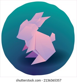 Rabbit Chinese zodiac presented in Origami style