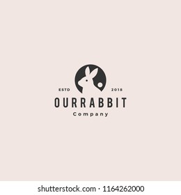 rabbit circle round negative style logo vintage hipster retro icon vector