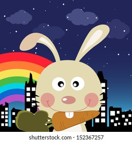 Rabbit in the city at night