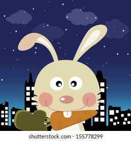 Rabbit in the city at night