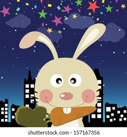 Rabbit in the city at night