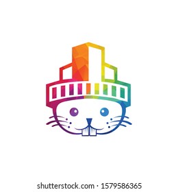 Rabbit city vector logo design.	
