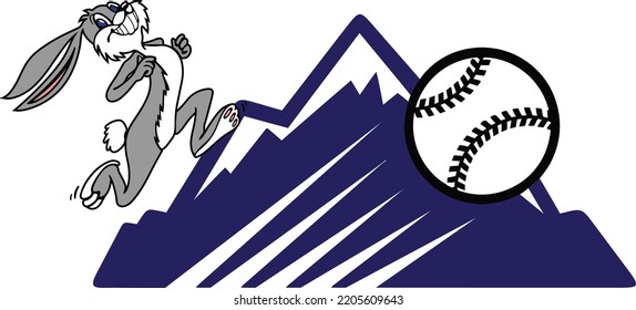 Rabbit Climbing to Mountain - Vector Illustration