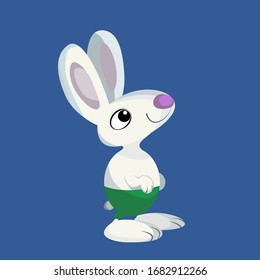 Rabbit in clothes for 

children. Rabbit from 

a fairy tale. Cartoon 

character vector