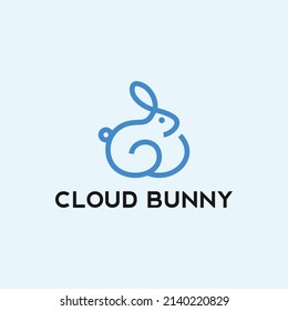 rabbit cloud logo design icon vector illustration