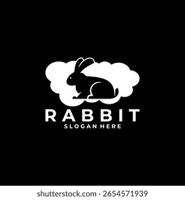 Kaninchen und Wolke Logo Design Symbol Vektor Vorlage