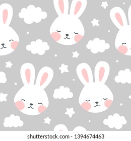 Hand Drawn Cute Bunny Pattern Print Stock Vector (Royalty Free) 1061124998