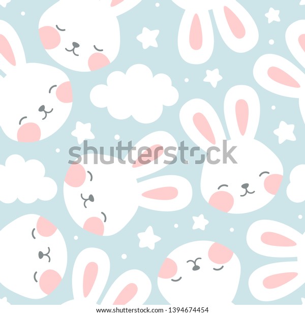 Rabbit Cloud Seamless Pattern Background Scandinavian Stock Vector ...