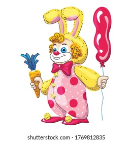Rabbit clown kid icon. Cartoon of rabbit clown kid vector icon for web design isolated on white background