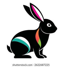 The  Rabbit color black white style silhouette victor illustrator file