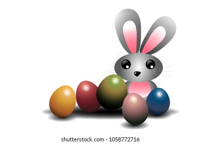 rabbit and color eggs ,easter festival concept