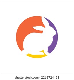 Rabbit color full vector logo design