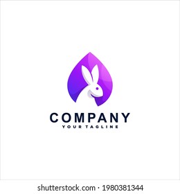 diseño del logotipo de gradiente de color de conejo