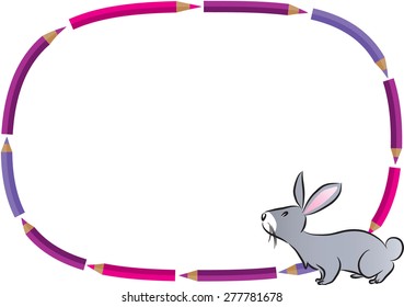 rabbit with color pencil border