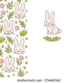 Rabbit color vector banner