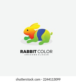 plantilla de logotipo del vector de diseño colorido de conejo