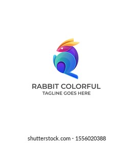 Rabbit Colorful Illustration vector Template. Suitable for Creative Industry. Multimedia, entertainment, Educations, Shop, and any related industry business