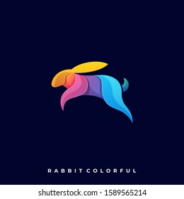 Rabbit Colorful Illustration Vector Template. Suitable for Creative Industry, Multimedia, entertainment, Educations, Shop, and any related business