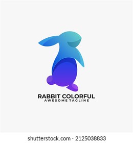 Rabbit colorful logo design template modern color