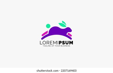 Rabbit colorful logo design template modern color