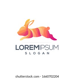 rabbit colorful logo design vector