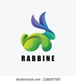 rabbit colorful logo  icon template