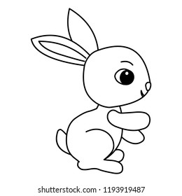 Rabbit  coloring, cartoon, icon, logo, vector. 