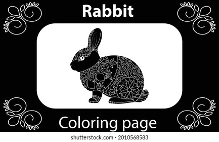 Rabbit coloring page for adult and children