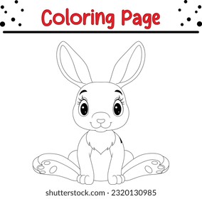 Rabbit coloring page. Easter bunny cartoon character in black and white outline.